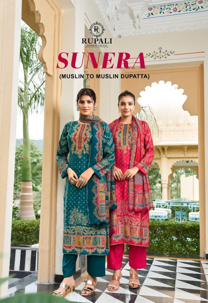 Sunera Rupali Pure Viscose Muslin Pant Style Suits Wholesaler Gujarat