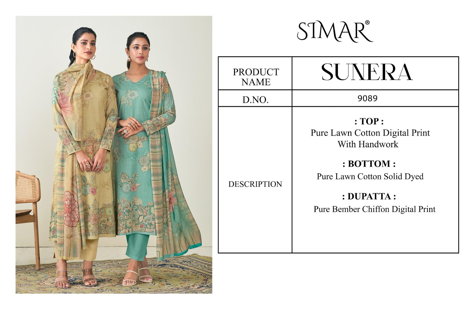 Sunera Simar Pure Lawn Pant Style Suits Exporter