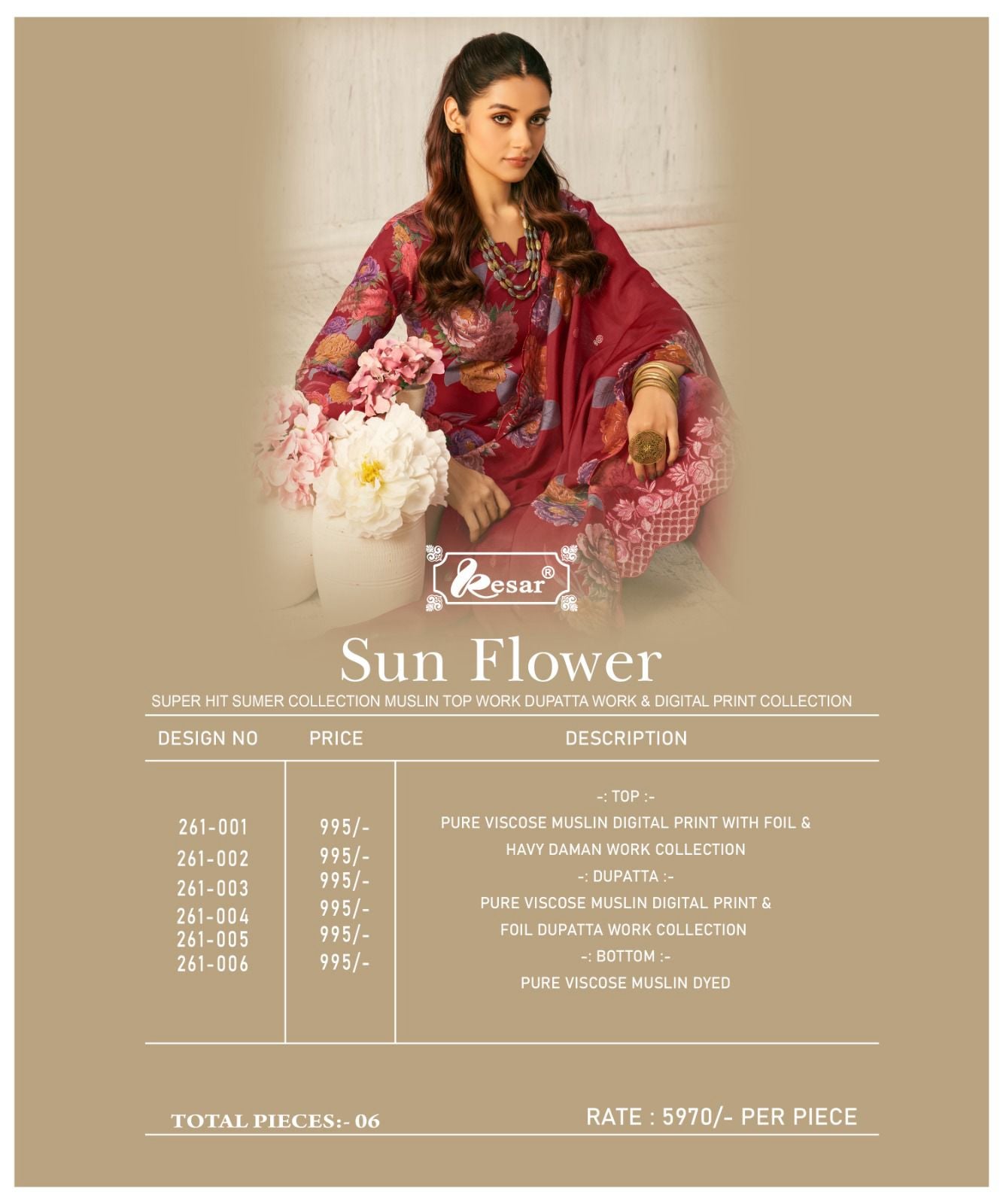 Sunflower Kesar Viscose Muslin Karachi Salwar Suits Manufacturer Ahmedabad