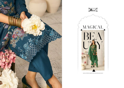 Sunflower Kesar Viscose Muslin Karachi Salwar Suits Manufacturer Ahmedabad