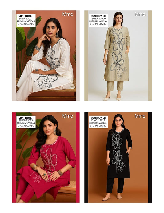 Sunflower Mmc Vatican Kurti Pant Set Wholesaler India
