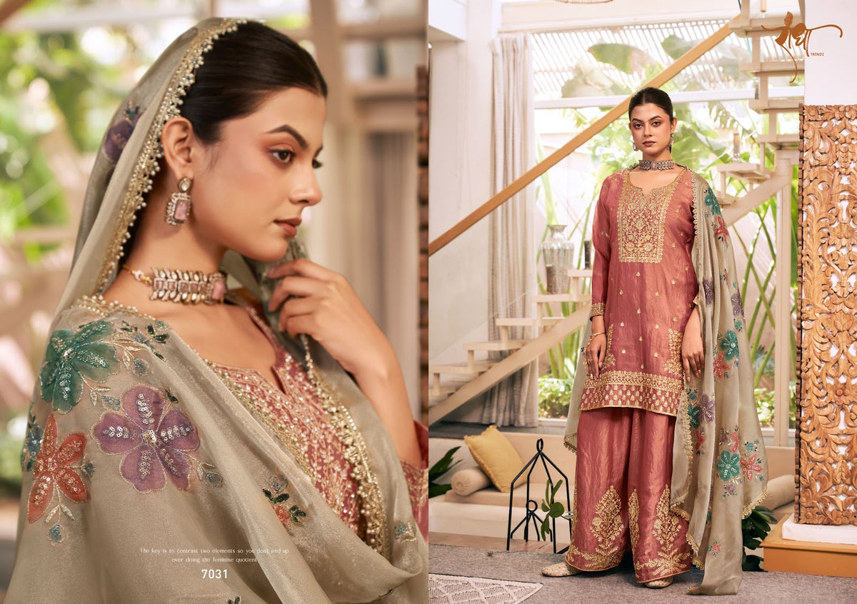 Sunflower Radha Trendz Fendy Silk Readymade Plazzo Style Suits Manufacturer Gujarat