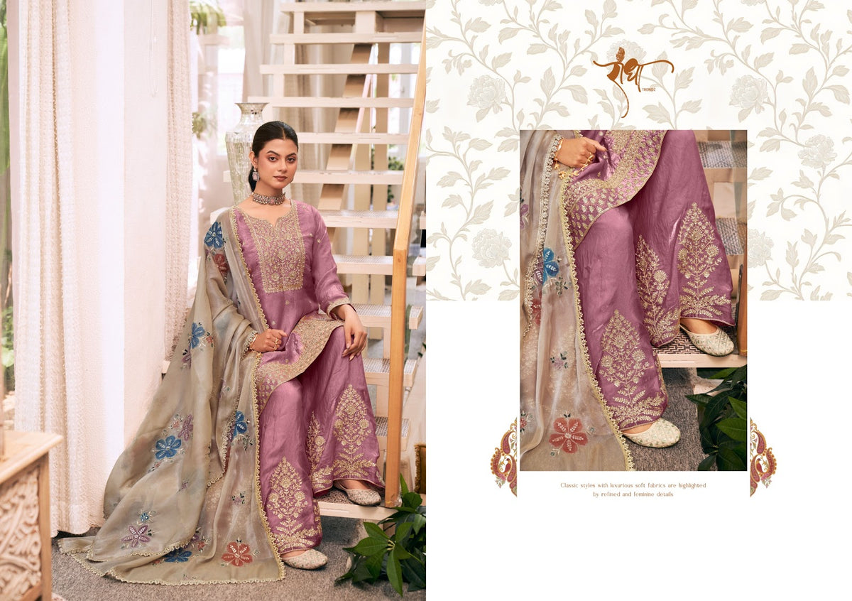 Sunflower Radha Trendz Fendy Silk Readymade Plazzo Style Suits Manufacturer Gujarat