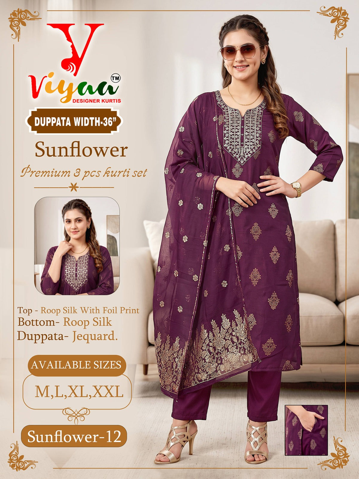 Sunflower Viyaa Silk Readymade Pant Style Suits Wholesaler Gujarat