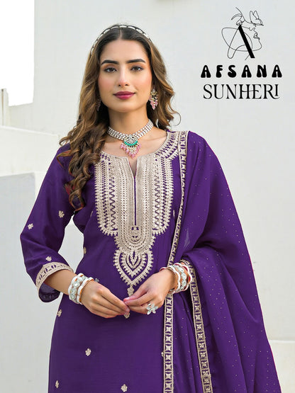 Sunheri Afsana Chinon Readymade Pant Style Suits Manufacturer India