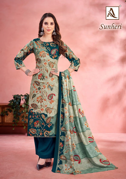 Sunheri Alok Zam Cotton Karachi Salwar Suits Wholesale