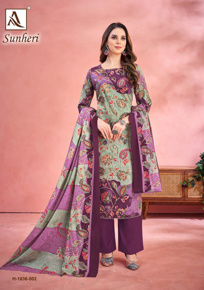 Sunheri Alok Zam Cotton Karachi Salwar Suits Wholesale