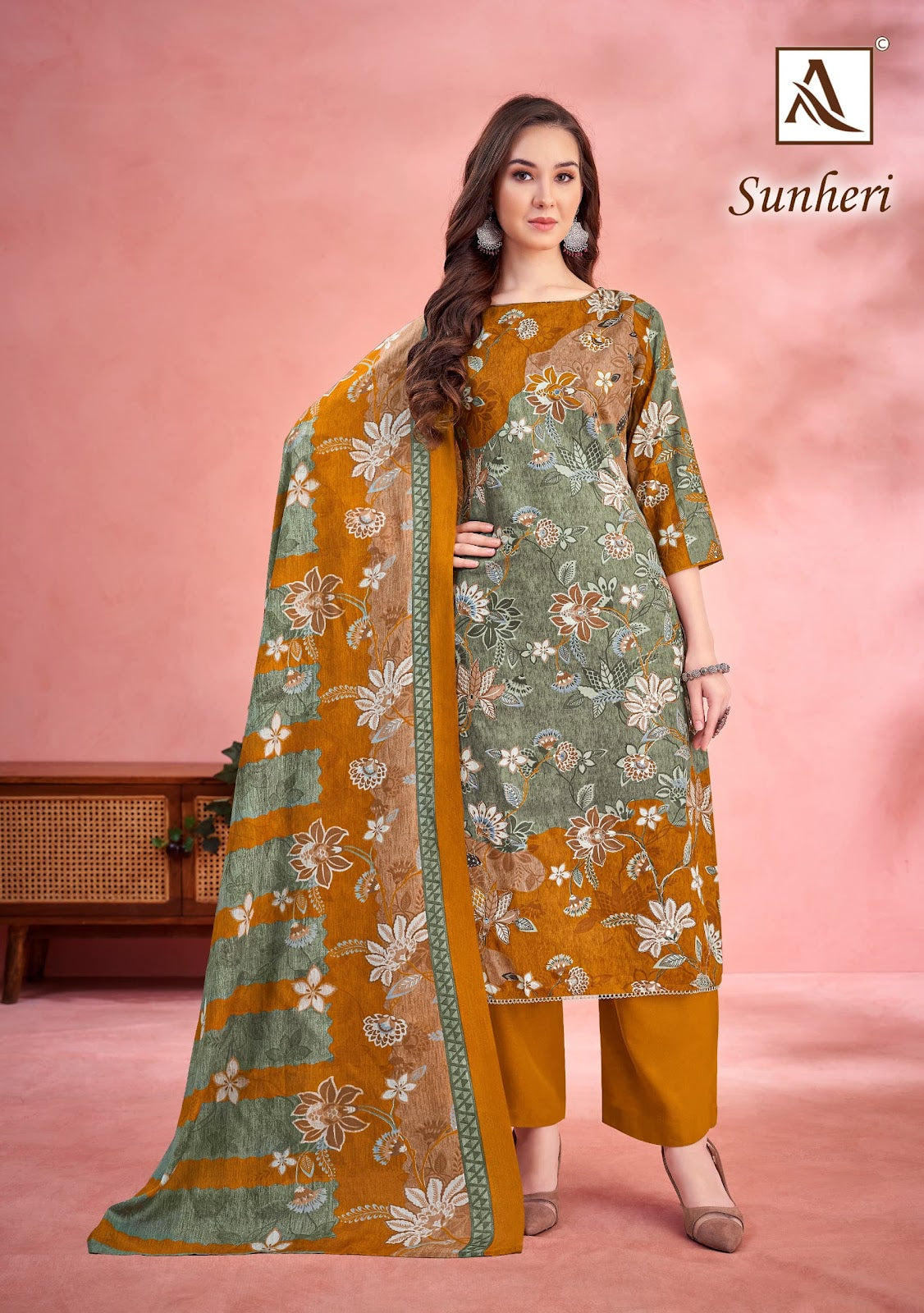 Sunheri Alok Zam Cotton Karachi Salwar Suits Wholesale