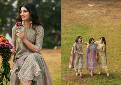 Sunheri Dhoop Jay Vijay Shai Chanderi Pant Style Suits Wholesale Rate