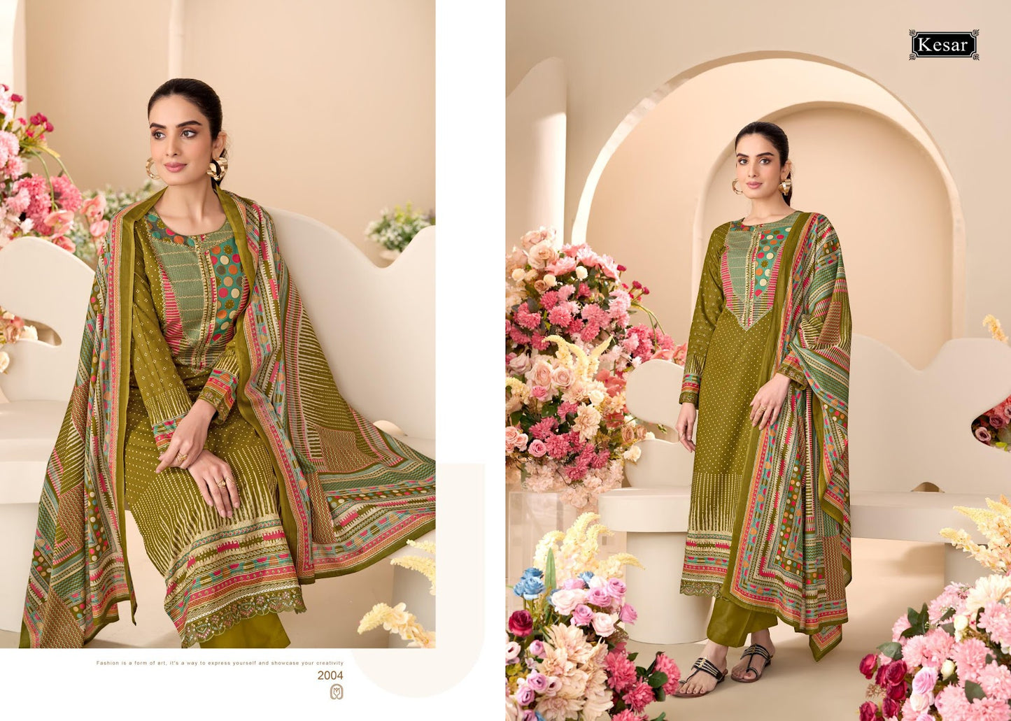Sunheri Dhoop Kesar Lawn Cotton Karachi Salwar Suits Supplier India