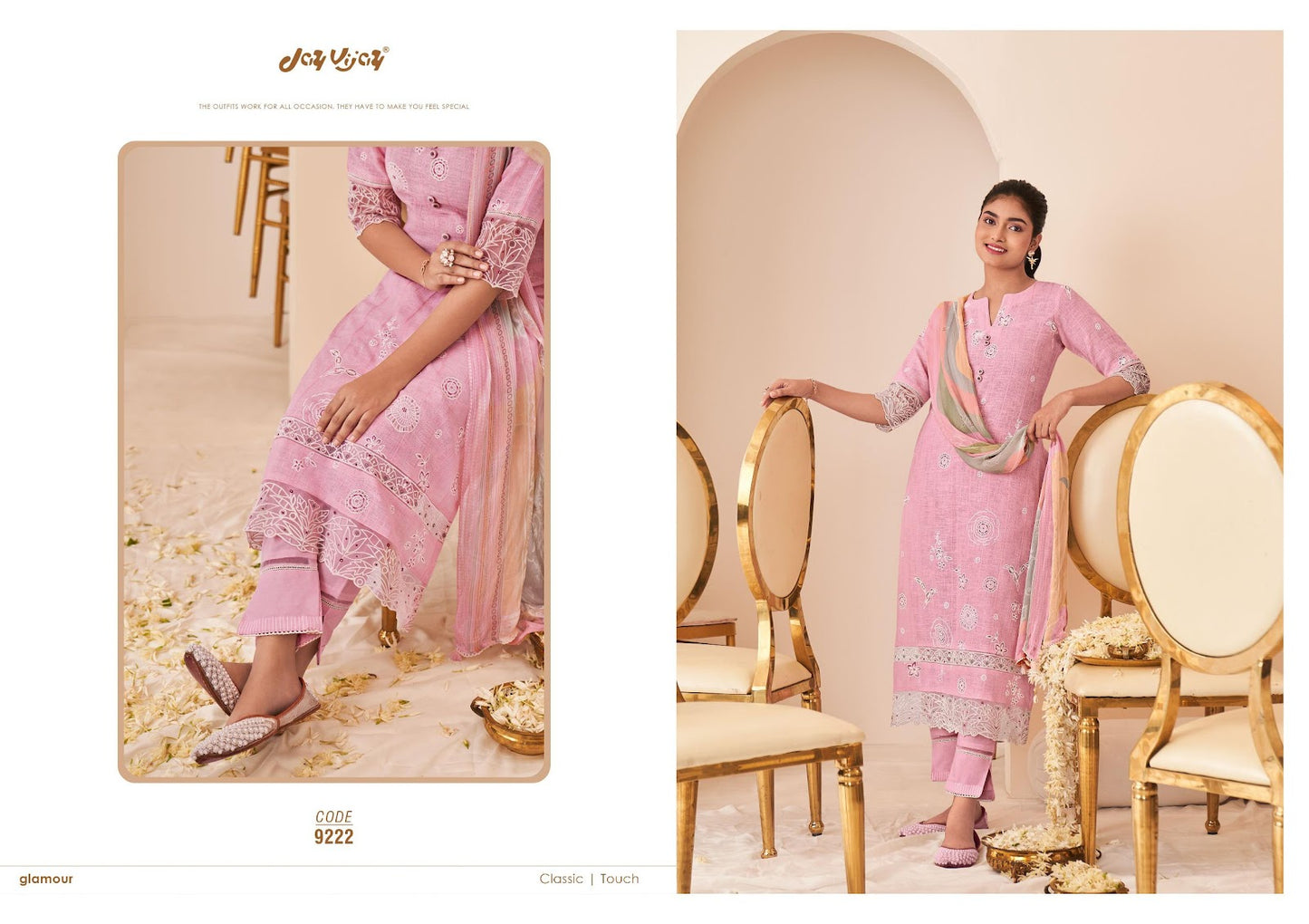Sunheri Jay Vijay Khadi Pant Style Suits Wholesaler Ahmedabad