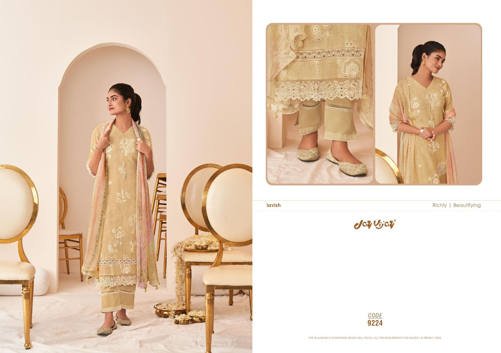Sunheri Jay Vijay Khadi Pant Style Suits Wholesaler Ahmedabad