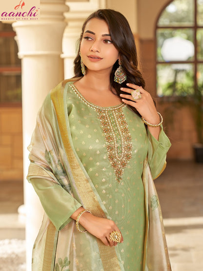 Sunidhi Aanchi Jacquard Butti Readymade Suits Supplier
