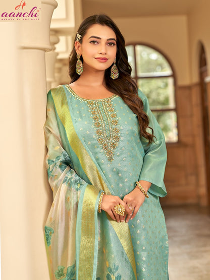Sunidhi Aanchi Jacquard Butti Readymade Suits Supplier