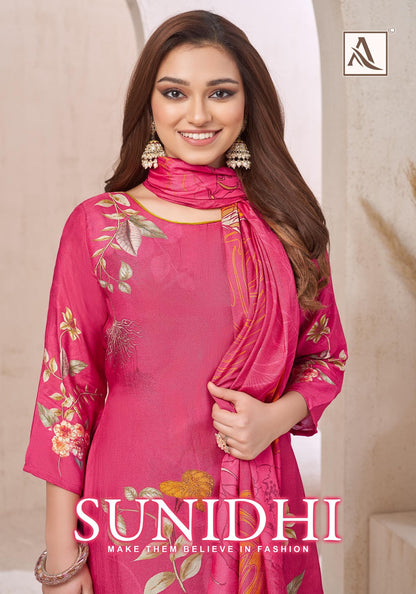 Sunidhi Alok Pure Muslin Karachi Salwar Suits Wholesale Rate