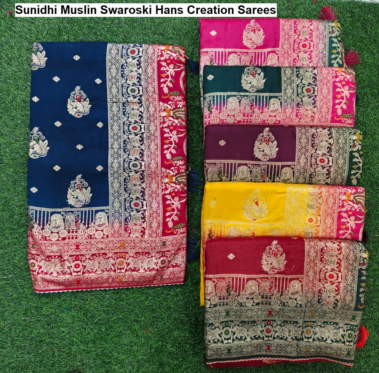 Sunidhi Muslin Swaroski Hans Creation Sarees Wholesaler India