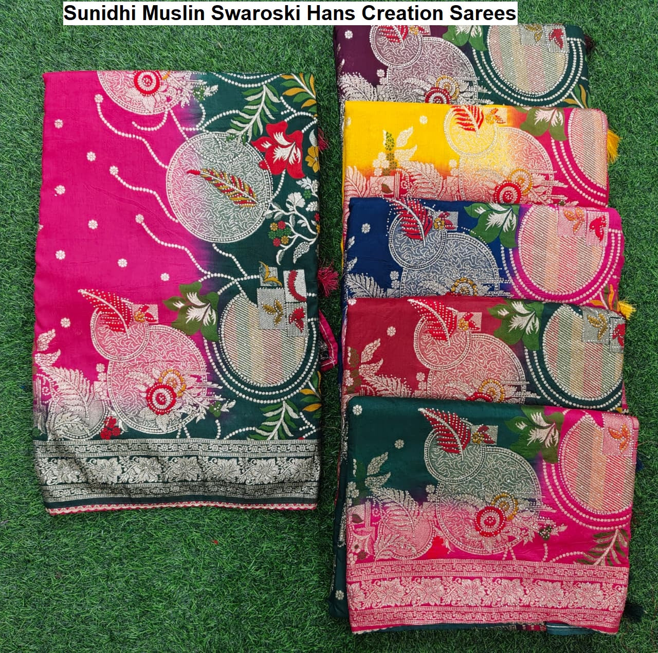 Sunidhi Muslin Swaroski Hans Creation Sarees Wholesaler India