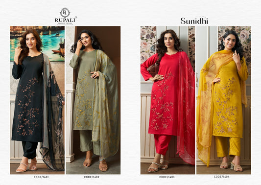 Sunidhi Rupali Jaam Satin Pant Style Suits Supplier