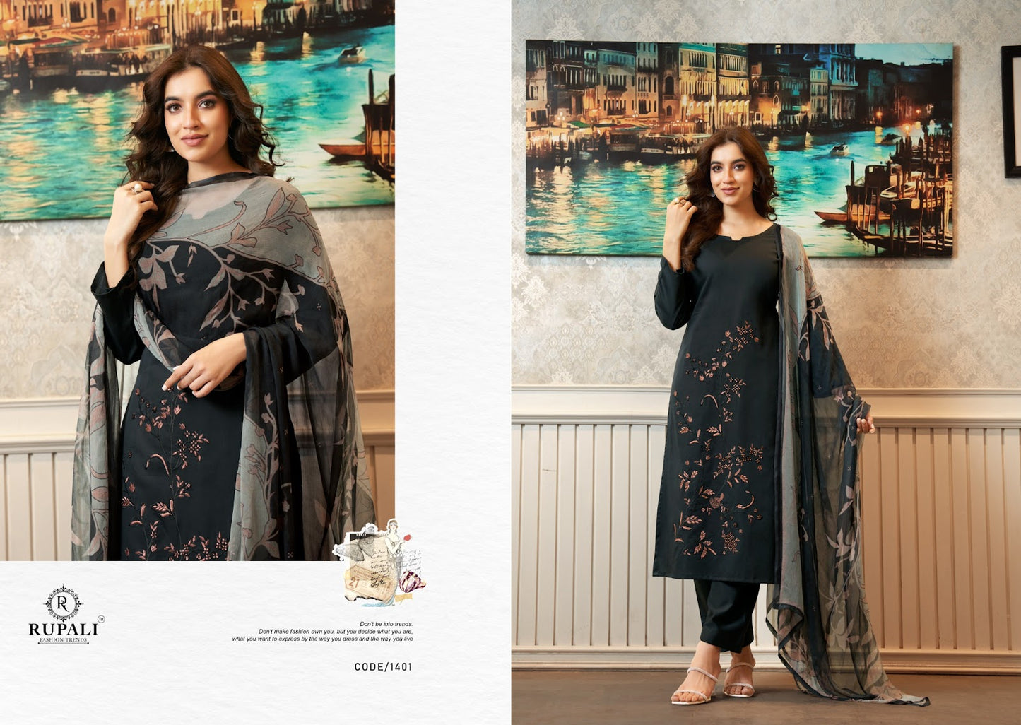Sunidhi Rupali Jaam Satin Pant Style Suits Supplier