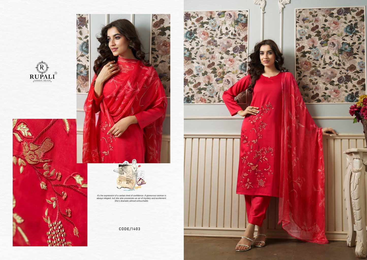 Sunidhi Rupali Jaam Satin Pant Style Suits Supplier