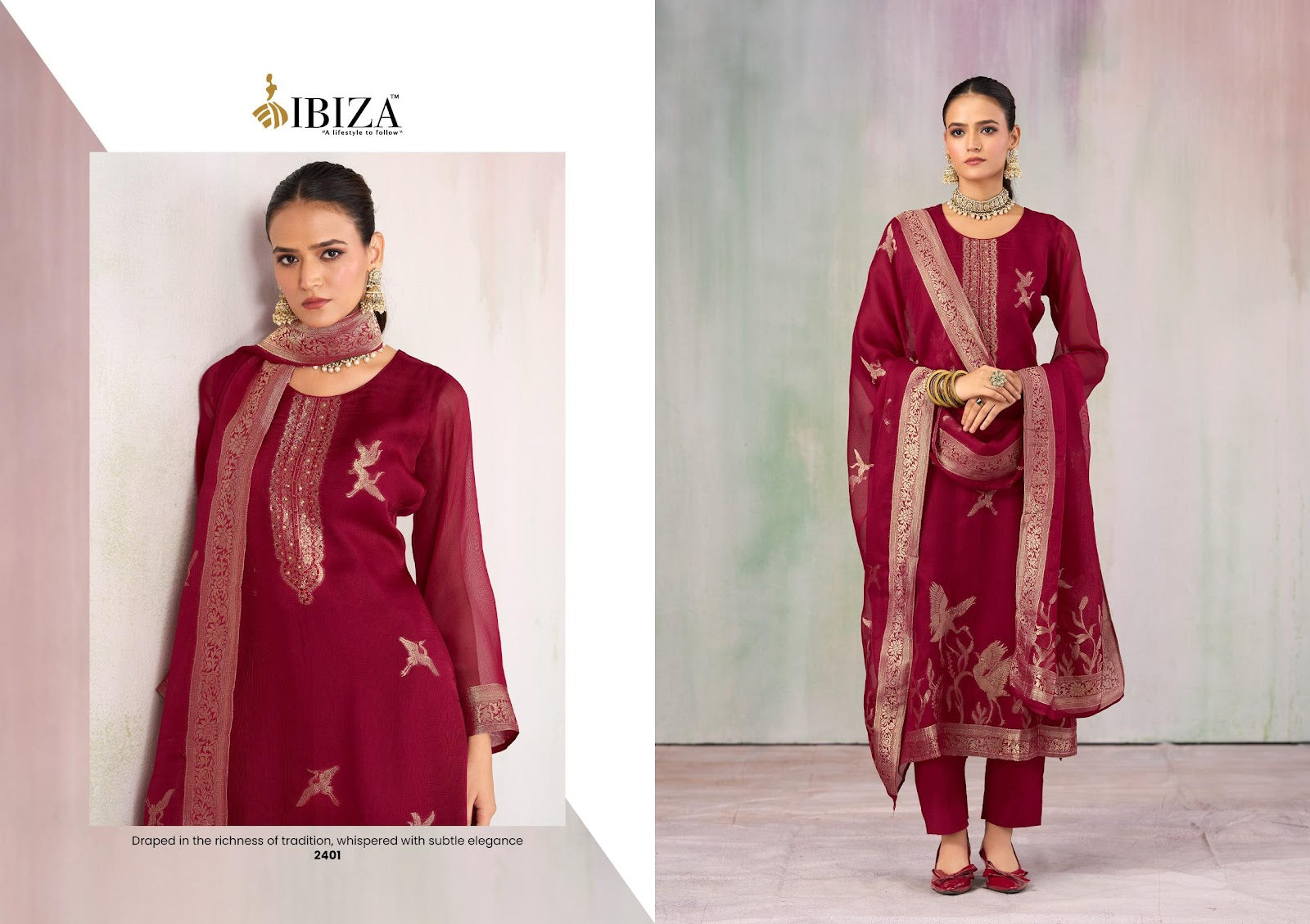 Sunira Ibiza Jacquard Pant Style Suits Exporter Ahmedabad