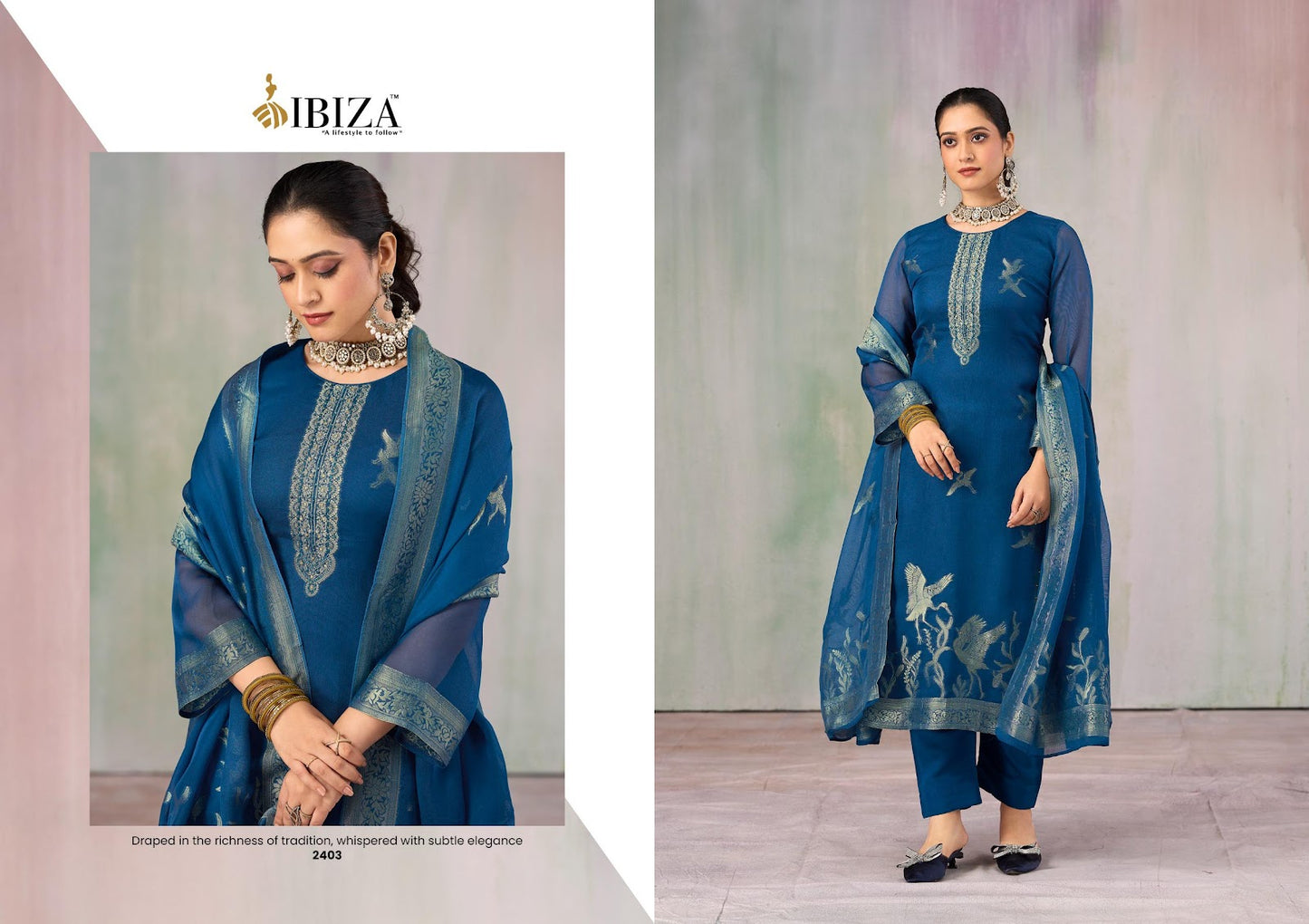 Sunira Ibiza Jacquard Pant Style Suits Exporter Ahmedabad