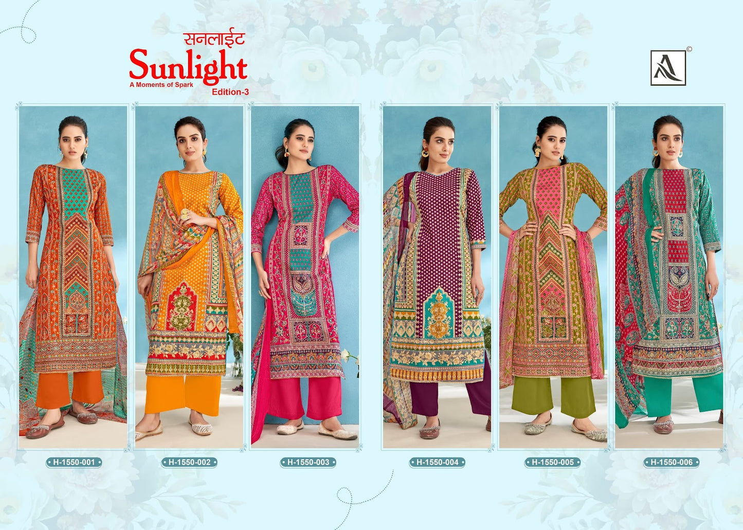 Sunlight Edition 3 Alok Pure Zam Pant Style Suits Supplier India