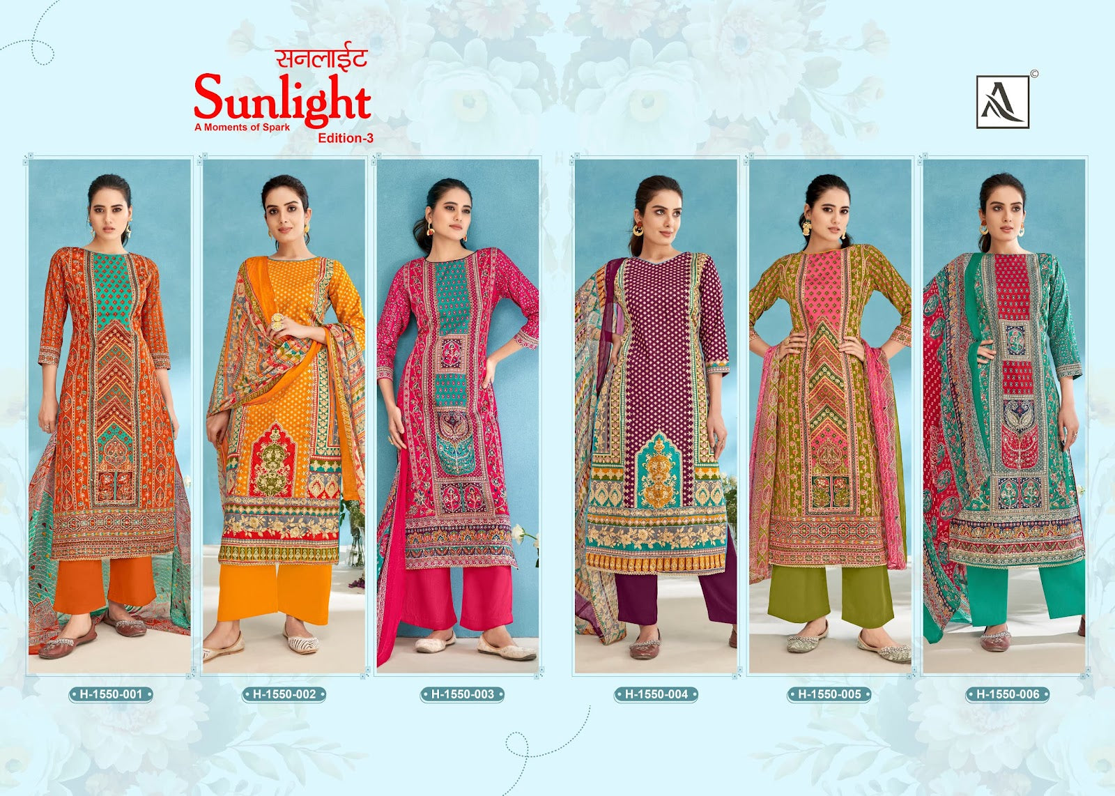 Sunlight Edition 3 Alok Pure Zam Pant Style Suits Supplier India