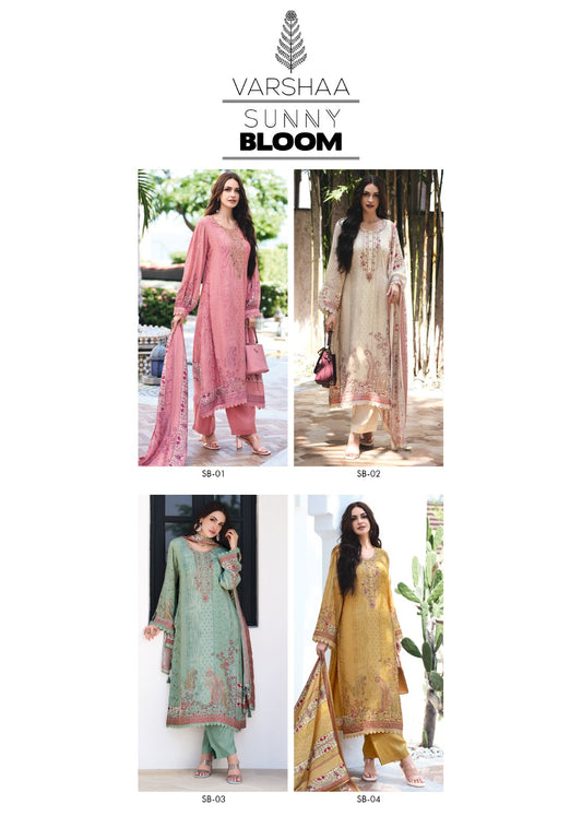 Sunny Bloom Varsha Fashions Viscose Muslin Pant Style Suits Wholesaler India