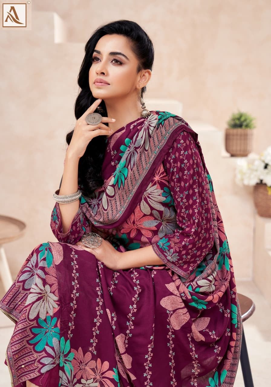 Sunrise Alok Viscose Karachi Pashmina Salwar Suits Wholesaler
