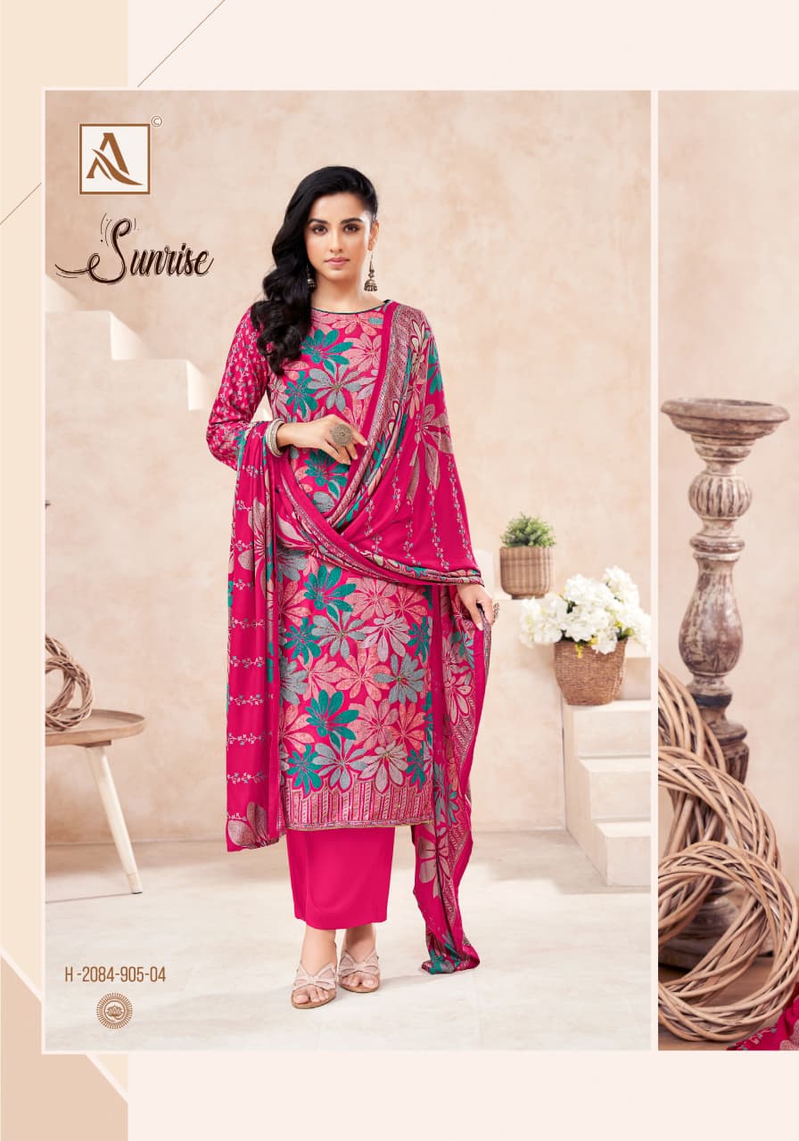 Sunrise Alok Viscose Karachi Pashmina Salwar Suits Wholesaler
