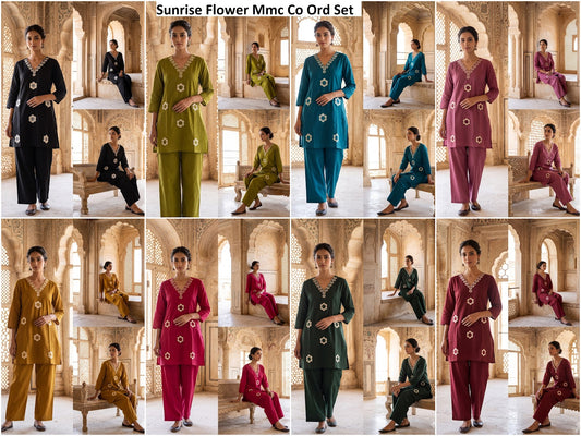 Sunrise Flower Mmc Dhabu Cotton Co Ord Set Manufacturer India