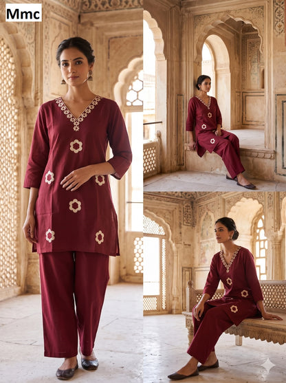 Sunrise Flower Mmc Dhabu Cotton Co Ord Set Manufacturer India