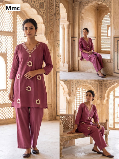 Sunrise Flower Mmc Dhabu Cotton Co Ord Set Manufacturer India