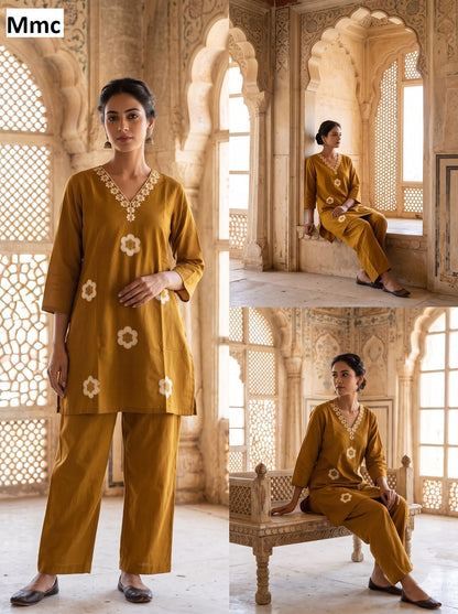 Sunrise Flower Mmc Dhabu Cotton Co Ord Set Manufacturer India