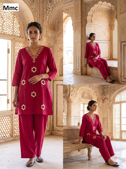 Sunrise Flower Mmc Dhabu Cotton Co Ord Set Manufacturer India