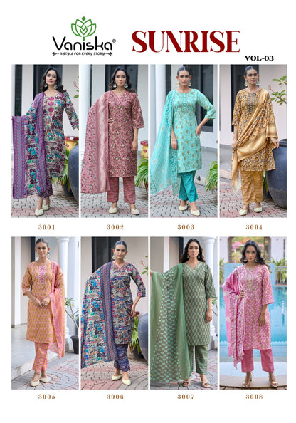 Sunrise Vol 3 Vaniska Capsule Readymade Pant Style Suits Wholesale Price