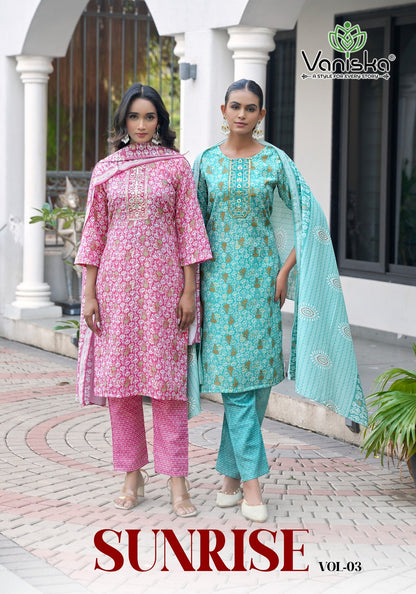 Sunrise Vol 3 Vaniska Capsule Readymade Pant Style Suits Wholesale Price