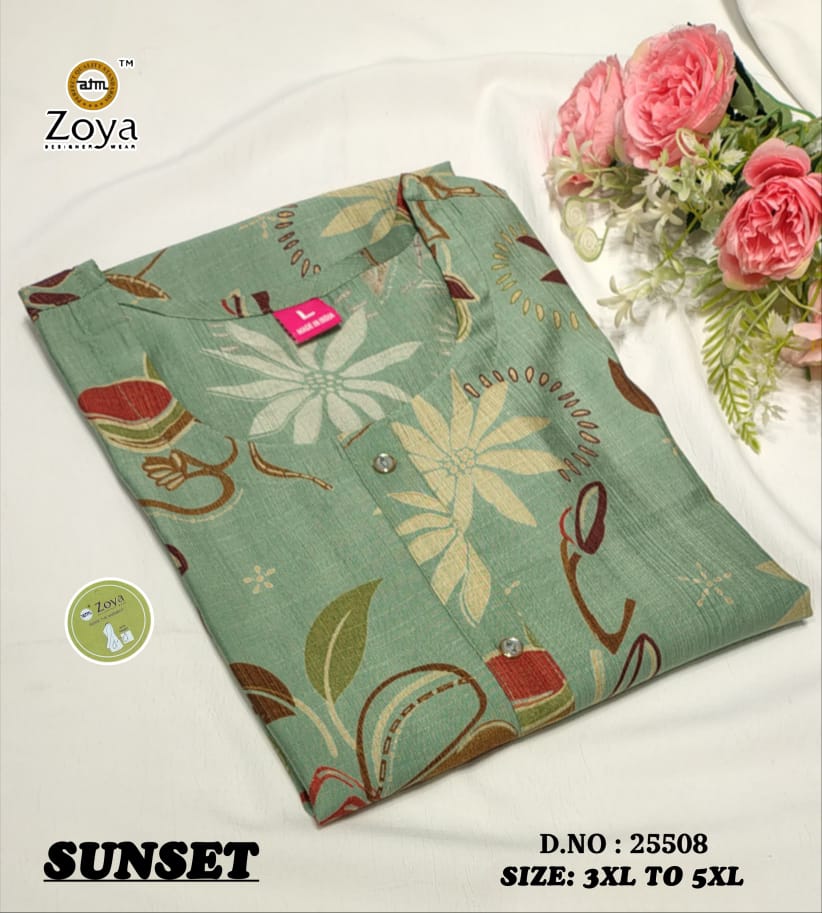 Sunset 011225 Zoya Vertican Plus Size Kurtis Manufacturer India