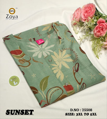 Sunset 011225 Zoya Vertican Plus Size Kurtis Manufacturer India