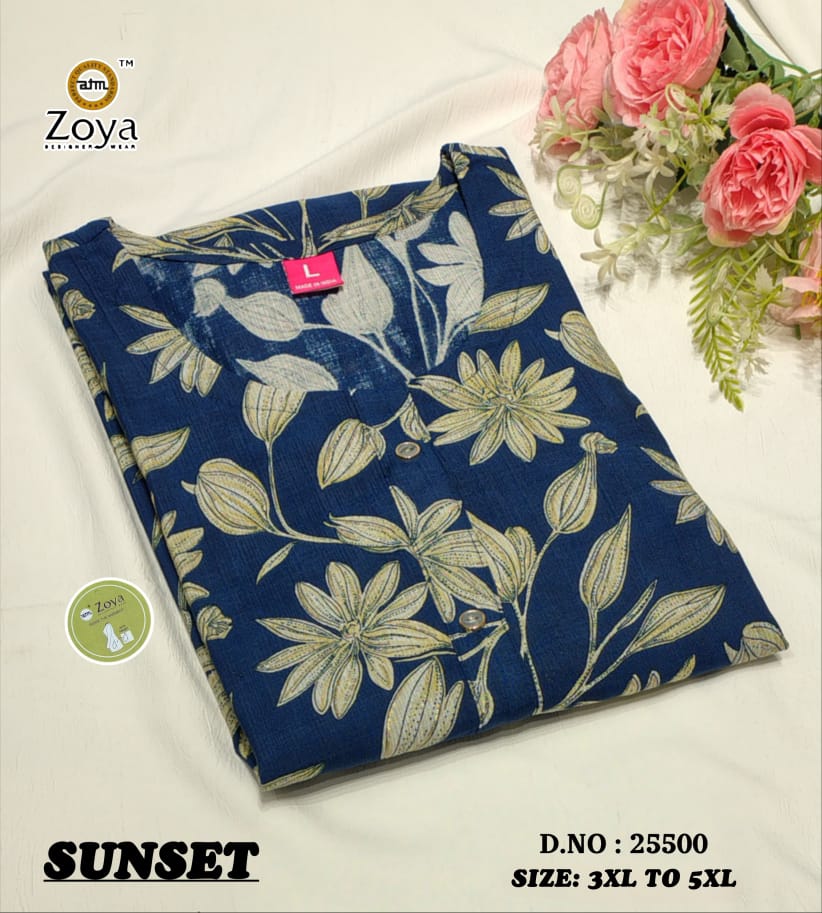 Sunset 011225 Zoya Vertican Plus Size Kurtis Manufacturer India