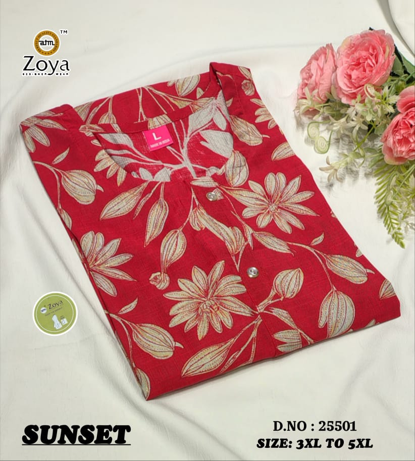 Sunset 011225 Zoya Vertican Plus Size Kurtis Manufacturer India