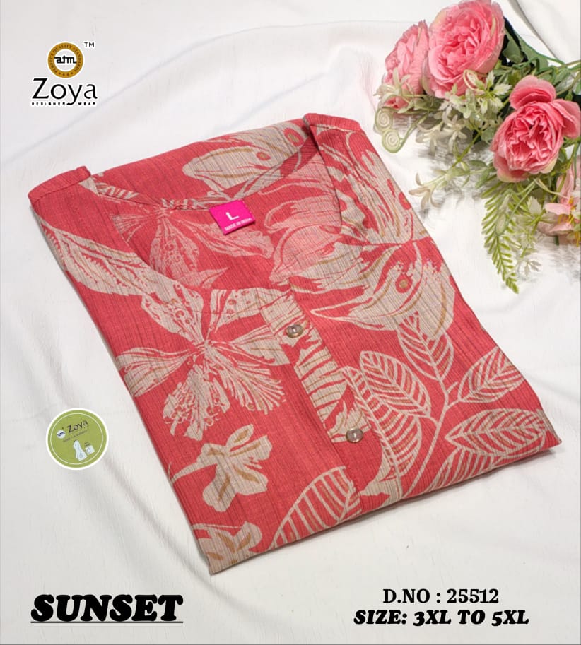 Sunset 011225 Zoya Vertican Plus Size Kurtis Manufacturer India