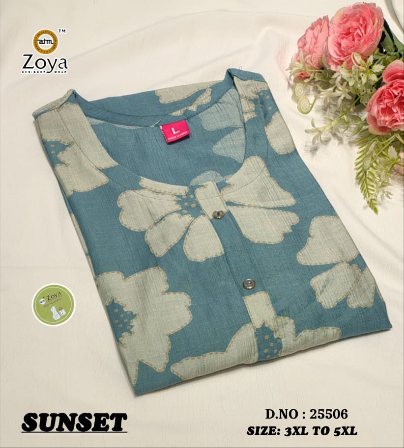 Sunset 011225 Zoya Vertican Plus Size Kurtis Manufacturer India