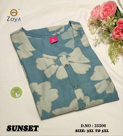 Sunset 011225 Zoya Vertican Plus Size Kurtis Manufacturer India