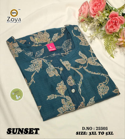 Sunset 011225 Zoya Vertican Plus Size Kurtis Manufacturer India