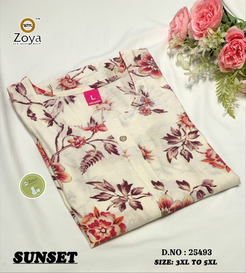 Sunset 011225 Zoya Vertican Plus Size Kurtis Manufacturer India