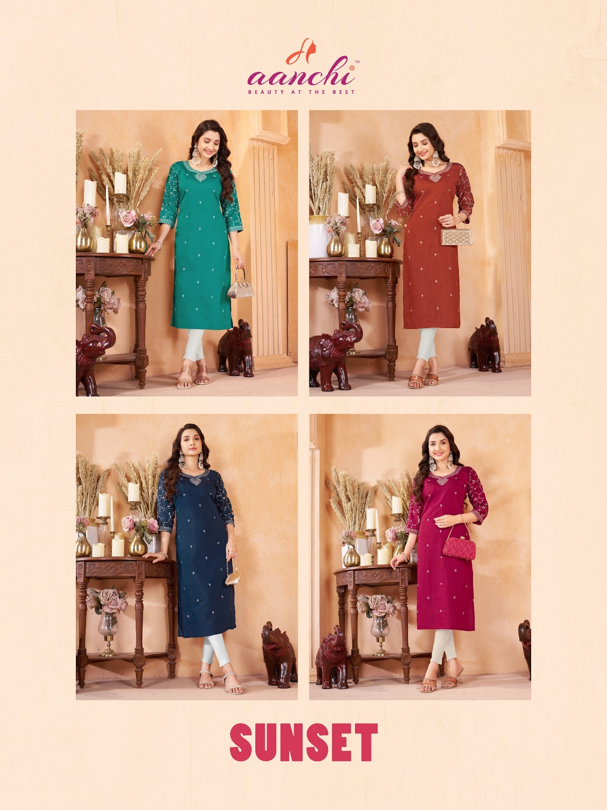 Sunset Aanchi Straight Cut Kurtis Exporter Ahmedabad