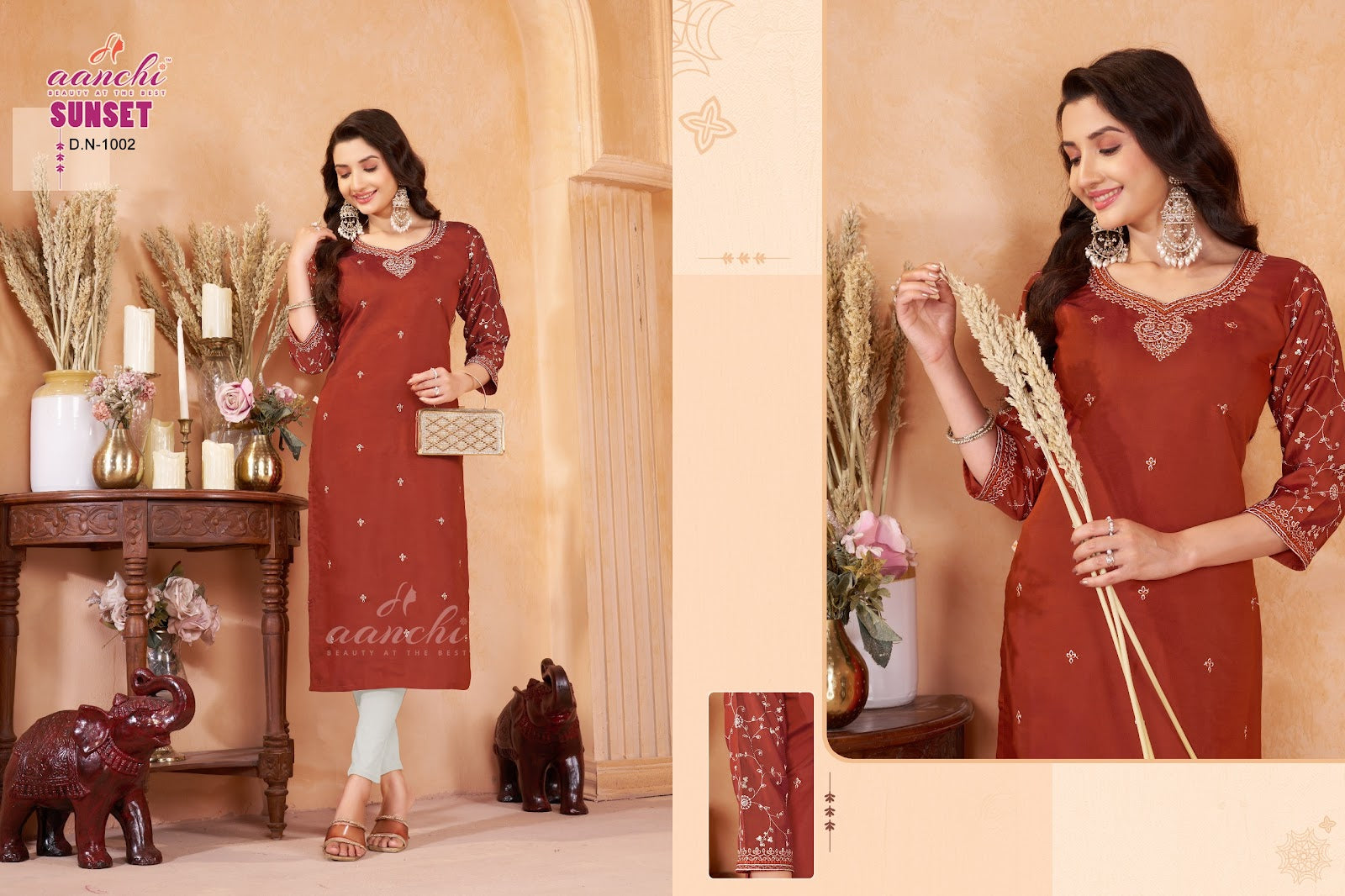 Sunset Aanchi Straight Cut Kurtis Exporter Ahmedabad