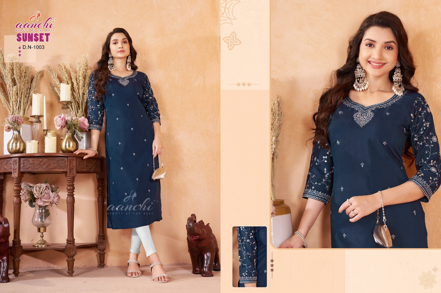 Sunset Aanchi Straight Cut Kurtis Exporter Ahmedabad